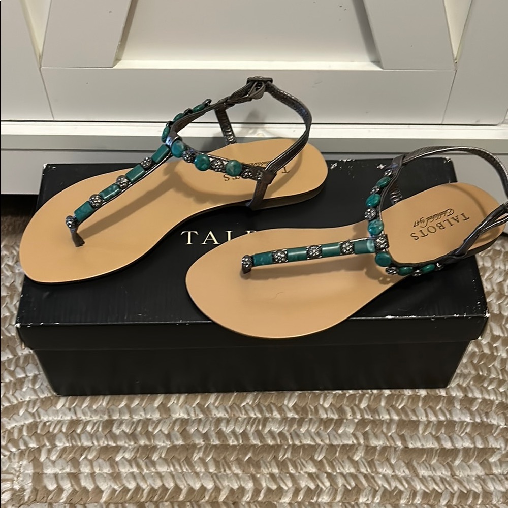 Talbots Green Beaded Sandals - Picture 2 of 5